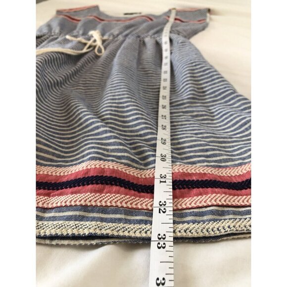 THML Women's Striped Embroidered Mini Beach Dress Size S Coastal Summer Tassels - Picture 9 of 9